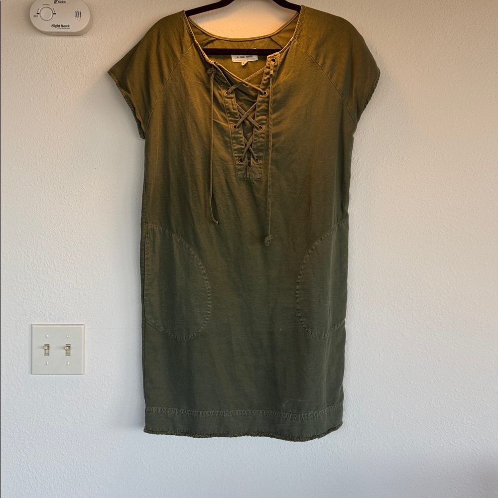Nili Lotan Khaki Lace-Up Dress